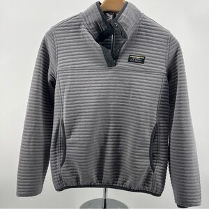 L.L. Bean Gray Ribbed Quarter-button up Sweater XS Pet sweater pullover